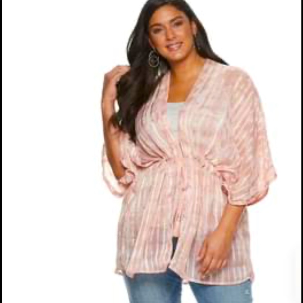 Semi-sheer blush kimono, women’s XL